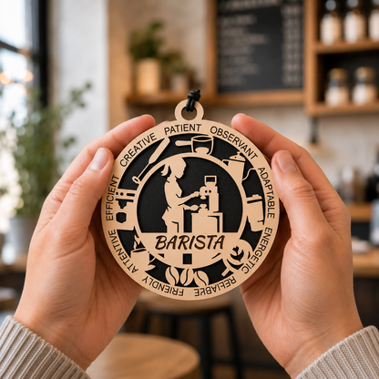 Barista Gift Card Holder | Coffee Lover Gift | Handmade Wood