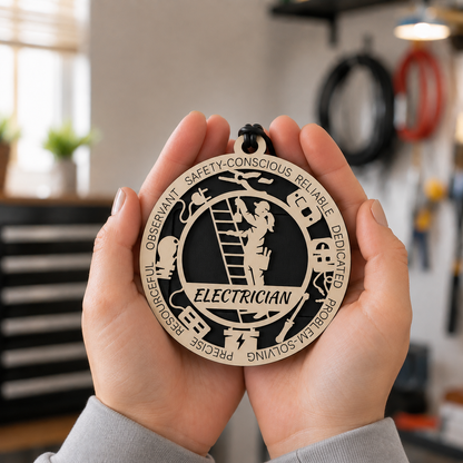 Personalized Electrician Gift Card Holder | Electrician Gift | Handmade Wood