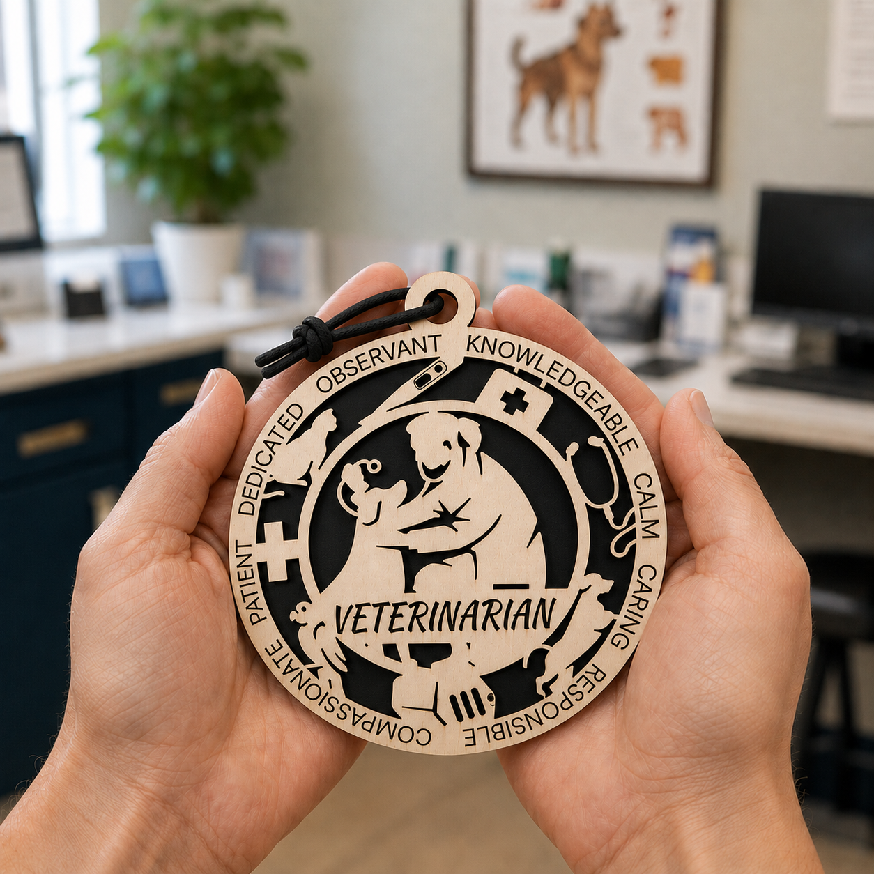 Personalized Veterinarian Gift Card Holder | Vet Gift | Handmade Wood