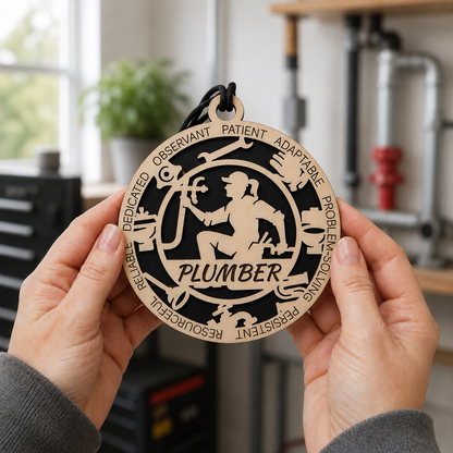 Personalized Plumber Gift Card Holder | Plumber Gift | Handmade Wood