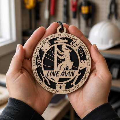 Personalized Lineman Gift Card Holder | Lineworker Gift | Handmade Wood