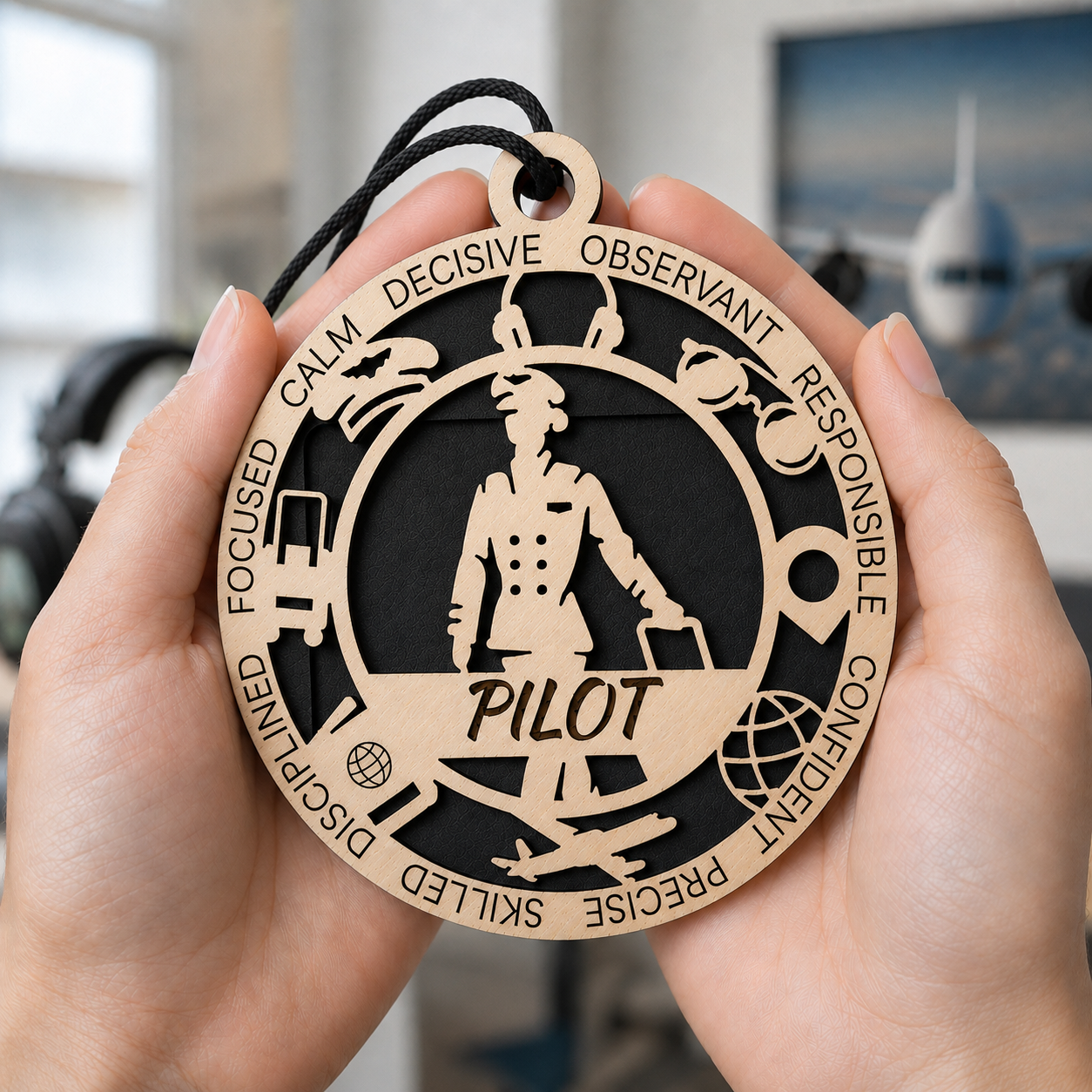 Pilot Gift Card Holder | Aviation Gift for Him or Her | Handmade Wood