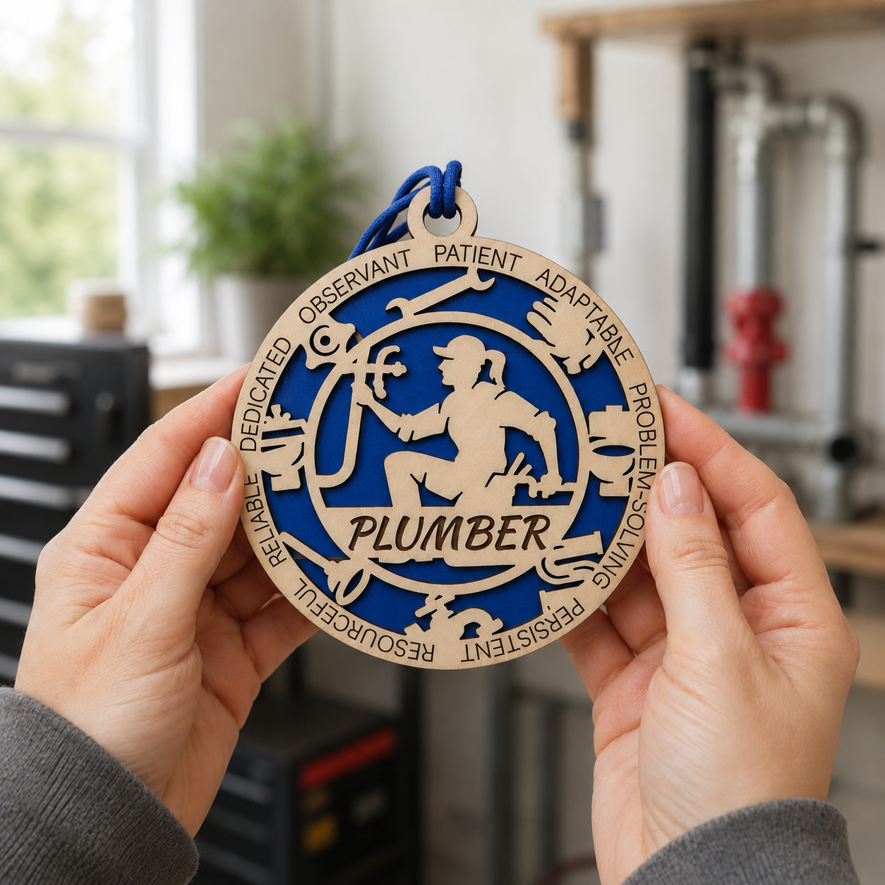 Personalized Plumber Gift Card Holder | Plumber Gift | Handmade Wood