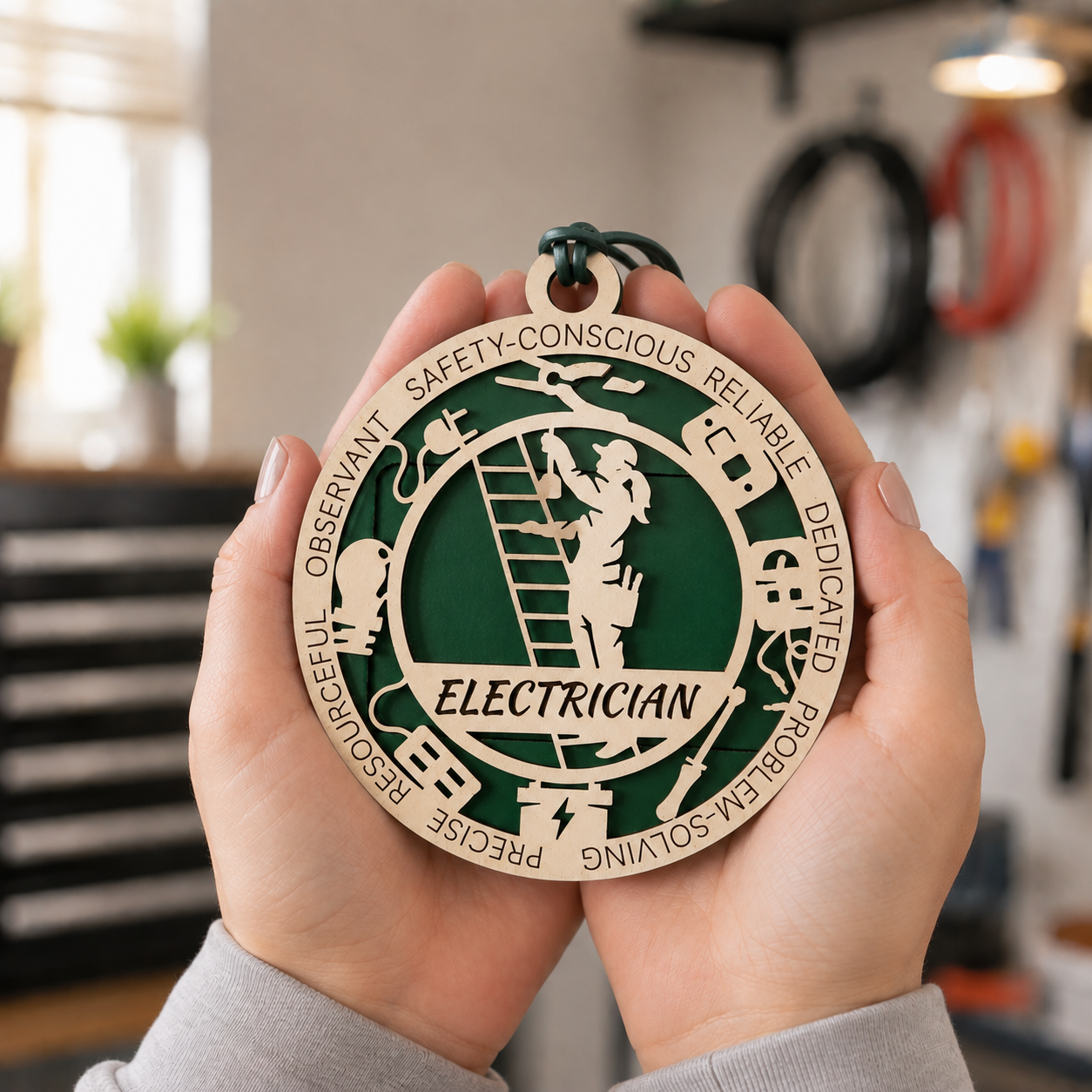 Personalized Electrician Gift Card Holder | Electrician Gift | Handmade Wood