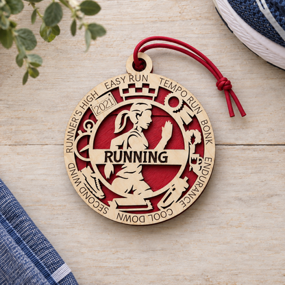 Running Gift Card Holder | Personalized Wood Medallion | Handcrafted