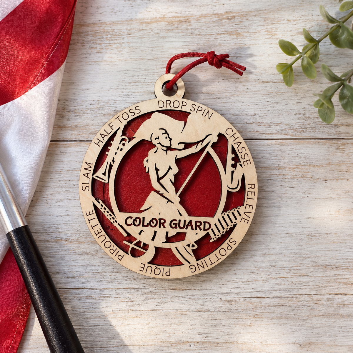 Color Guard Gift Card Holder | Personalized Wood Medallion | Handcrafted