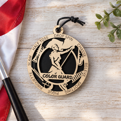 Color Guard Gift Card Holder | Personalized Wood Medallion | Handcrafted