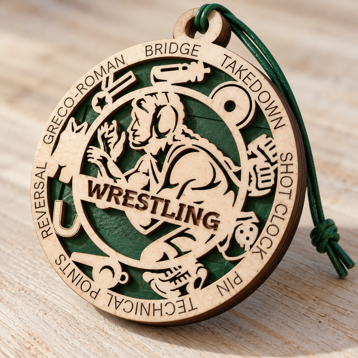 Wrestling Gift Card Holder | Personalized Wood Medallion | Handcrafted