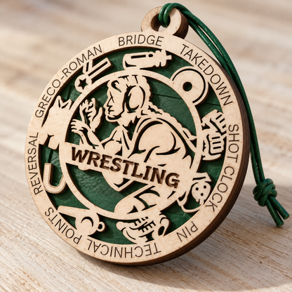 Wrestling Gift Card Holder | Personalized Wood Medallion | Handcrafted
