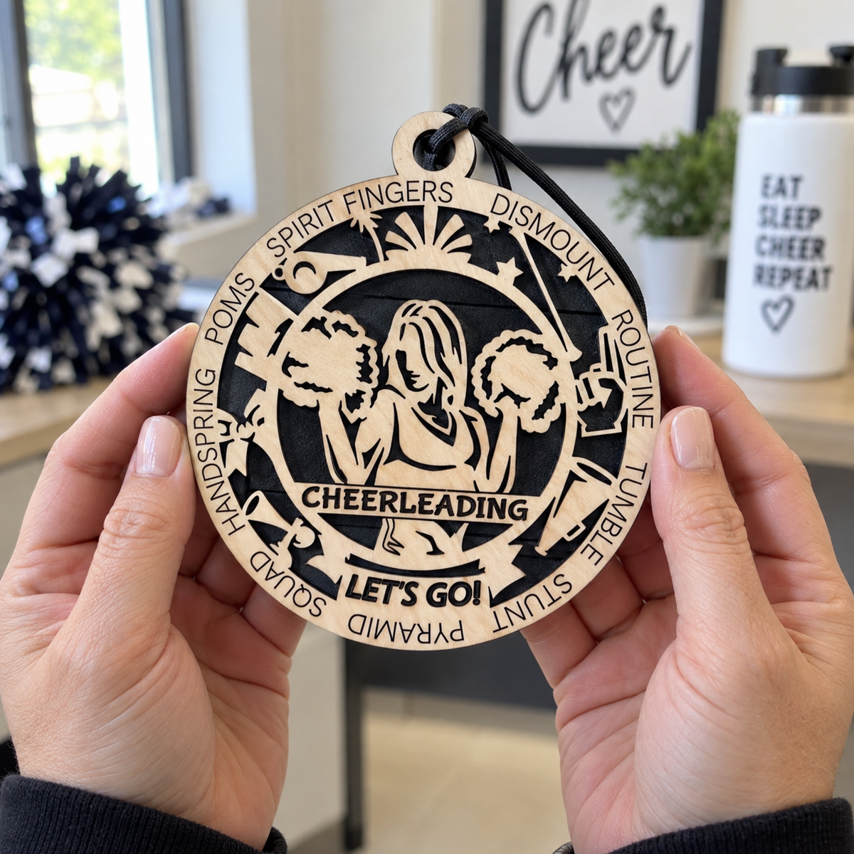Cheerleading Gift Card Holder | Personalized Wood Medallion | Handcrafted