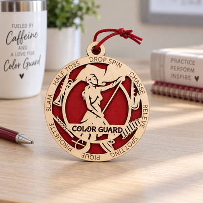 Color Guard Gift Card Holder | Personalized Wood Medallion | Handcrafted