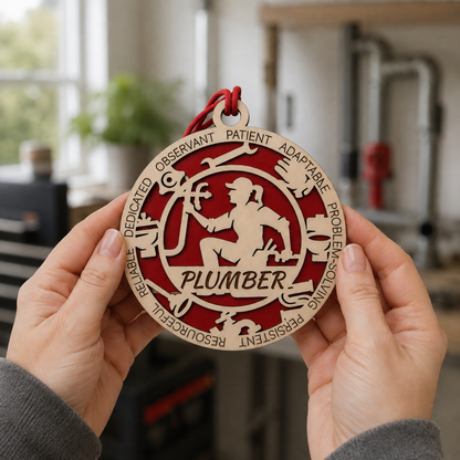 Personalized Plumber Gift Card Holder | Plumber Gift | Handmade Wood
