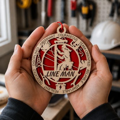 Personalized Lineman Gift Card Holder | Lineworker Gift | Handmade Wood